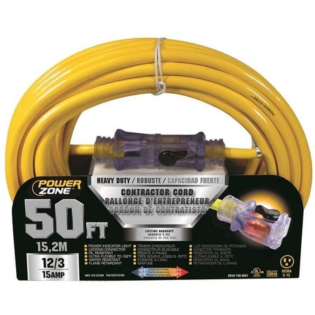 POWERZONE Cord Ext 12/3 Sjtow X 50Ft Yel ORP511830